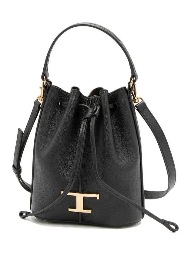 T Timeless Leather Micro Logo Bucket Bag Black - TOD'S - BALAAN 3