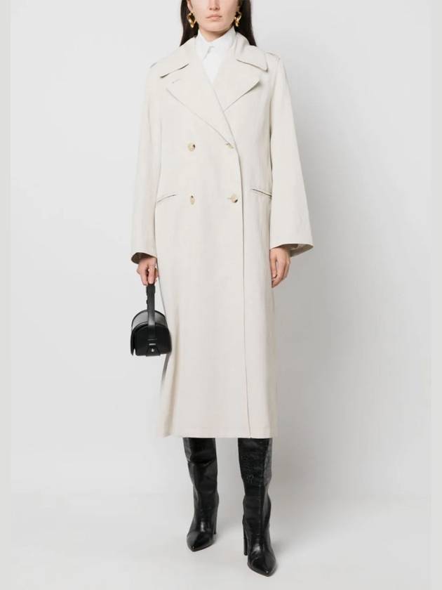 Double-Breasted Midi Coat Cream - TOTEME - BALAAN 3