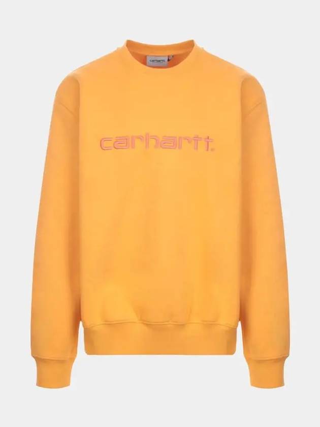 Men's logo embroidery crew neck orange sweatshirt I030229030RKXX 74 - CARHARTT - BALAAN 1