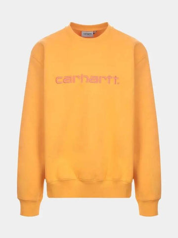 Men's logo embroidery crew neck orange sweatshirt I030229030RKXX 74 - CARHARTT - BALAAN 1