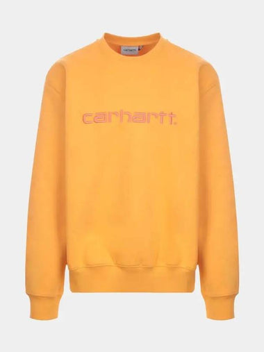 Men's logo embroidery crew neck orange sweatshirt I030229030RKXX 74 - CARHARTT - BALAAN 1