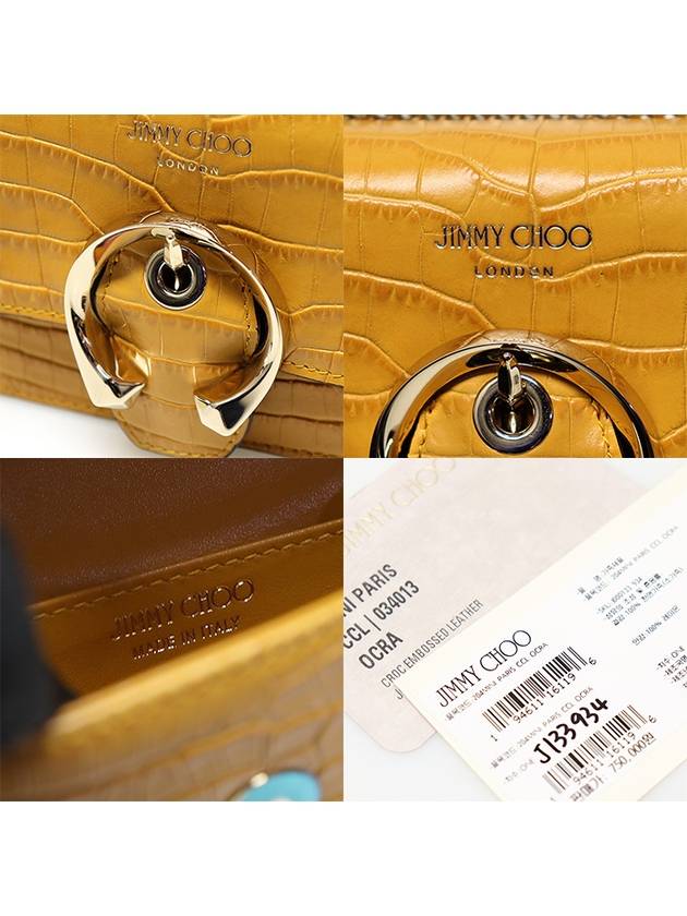 J133934 Brown Croc Embossed Leather Gold Chain Mini Paris Crossbody Bag - JIMMY CHOO - BALAAN 7