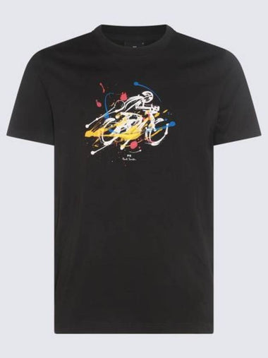 Cyclist Painting Cotton Short Sleeve T-Shirt Black - PAUL SMITH - BALAAN 1