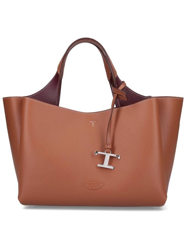 T Timeless Leather Small Tote Bag Brown - TOD'S - BALAAN 2