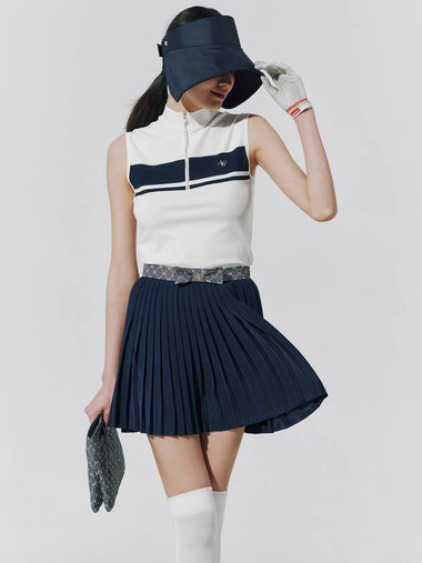 PATTERN RIBBON PLEATS SKIRTNAVY - AOW - BALAAN 1