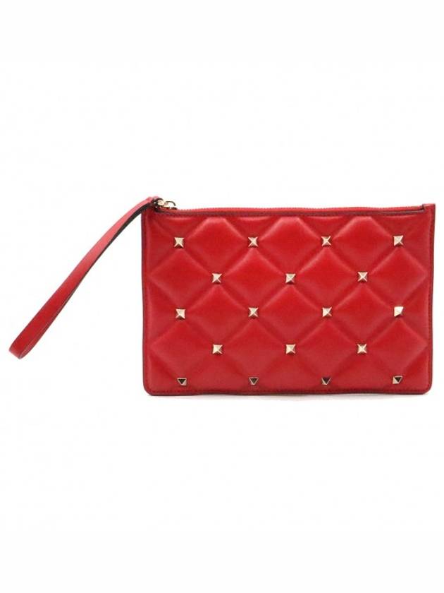 Women s Valentino SW2P0S44NAP Red Gold Candy Stud Gabarani Clutch gt Pouch Gangbuk used luxury goods - VALENTINO - BALAAN 1