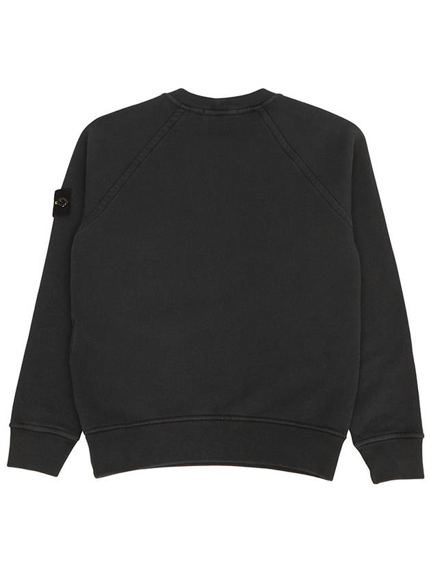 Kids Garment Dyed Old Effect Diagonal Cotton Fleece Sweatshirt Black - STONE ISLAND - BALAAN 3