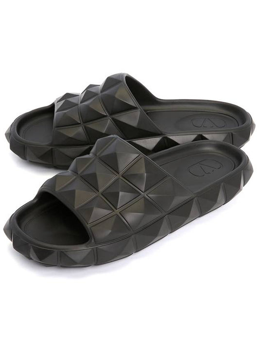 Roman Studded Turtle Sandals Black - VALENTINO - BALAAN 2