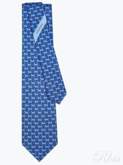 Tiger Print Silk Tie Blue - SALVATORE FERRAGAMO - BALAAN 2