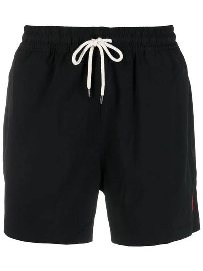 Men's Embroidered Red Logo Swim Shorts Black - POLO RALPH LAUREN - BALAAN 2