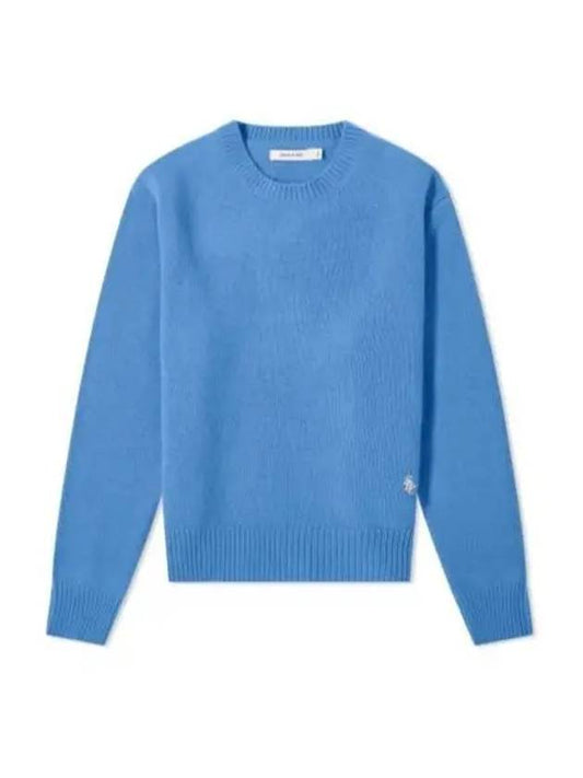 Embroidered Logo Crew Neck Wool Knit Top Blue - SPORTY & RICH - BALAAN 2