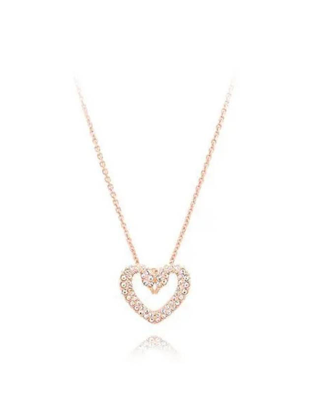 Sublima Swan Heart Pendant Medium Necklace Rose Gold - SWAROVSKI - BALAAN 3