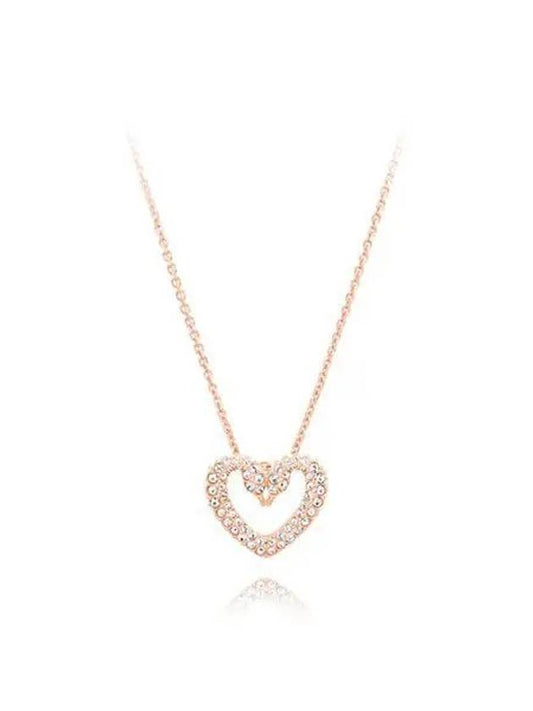 Sublima Swan Heart Pendant Medium Necklace Rose Gold - SWAROVSKI - BALAAN 2