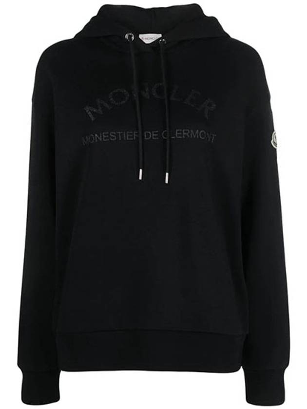 Glitter Logo Print Hoodie Black - MONCLER - BALAAN 2