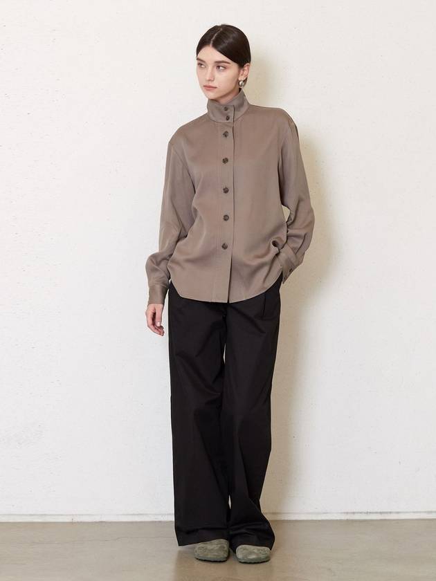 Tencel Open Collar Long Sleeve Shirt Khaki - JUN BY JUN K - BALAAN 4