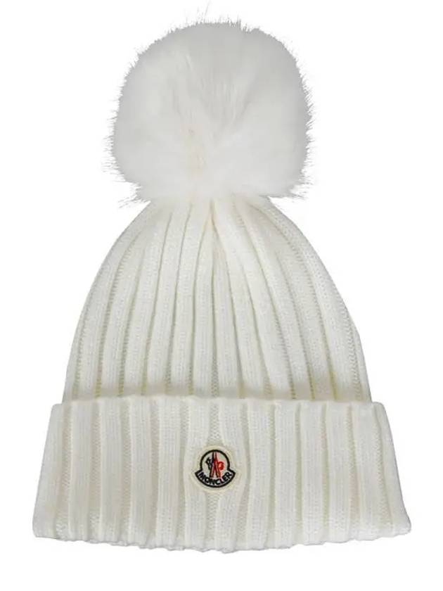 3B00013 A9327 034 Logo Patch Ribbed Knit Beanie - MONCLER - BALAAN 1