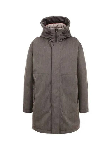 Men s Hooded Wool Twill Sub Zero Coat Dark Brown 271591 - HERNO - BALAAN 1