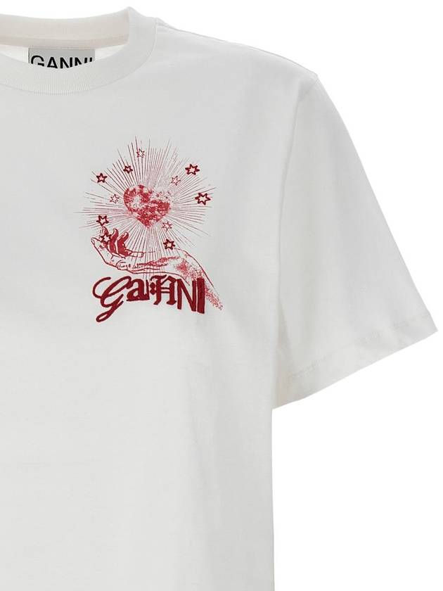 Logo Print Crew Neck Short Sleeve T Shirt White - GANNI - BALAAN 4