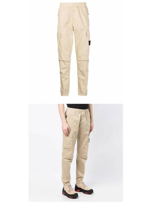 Stretch Cotton Wool Satin Cargo Pants Beige - STONE ISLAND - BALAAN 5