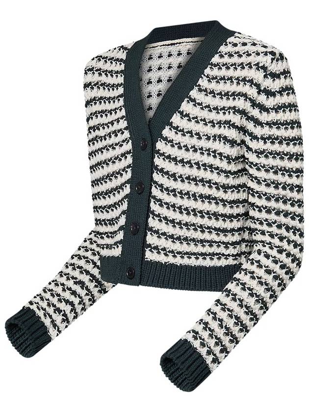 Louis Vuitton Striped Lace Knit Cardigan Navy White - LOUIS VUITTON - BALAAN 3