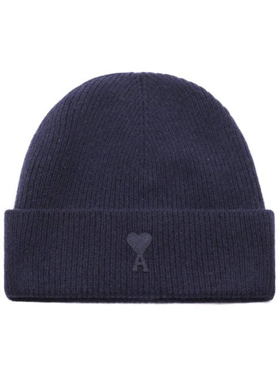 De Coeur Ribbed Knit Beanie Navy - AMI - BALAAN 2