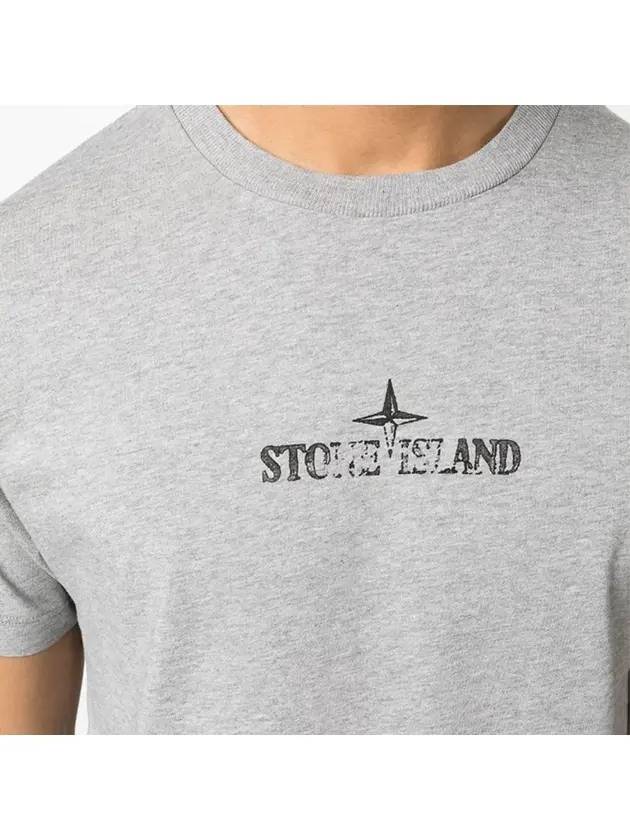 Logo Print Short Sleeve T-Shirt Grey - STONE ISLAND - BALAAN 3