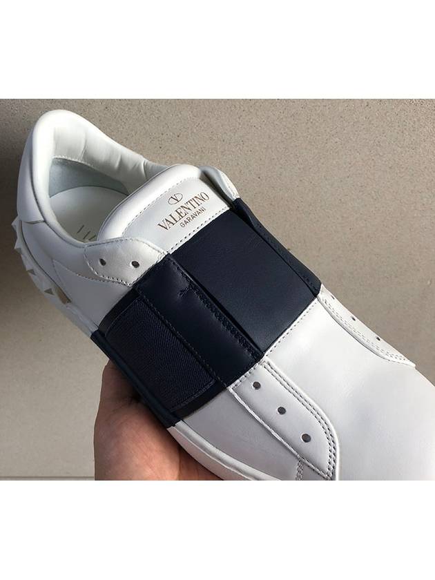 Men's Rockstud Banding Navy Block Sneakers White - VALENTINO - BALAAN 7