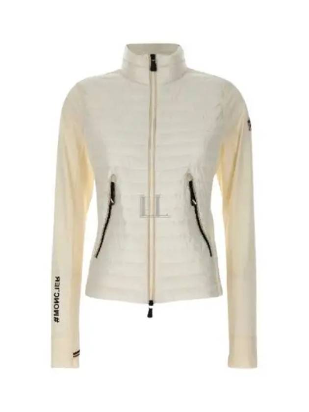 Women's Grenoble Patch Logo Zip-Up Cardigan White - MONCLER - BALAAN 2