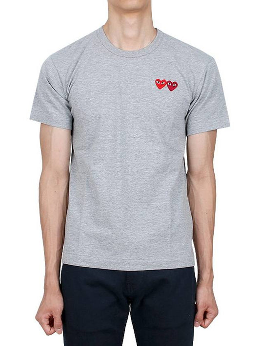 Double Heart Wappen Short Sleeve P1T226 AZ T226 051 3 - COMME DES GARCONS - BALAAN 1