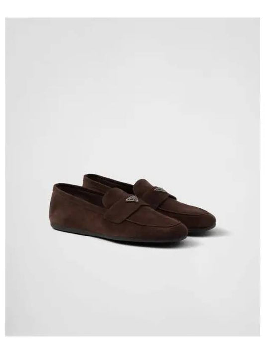 Triangle Logo Suede Loafers Dark Brown - PRADA - BALAAN 2