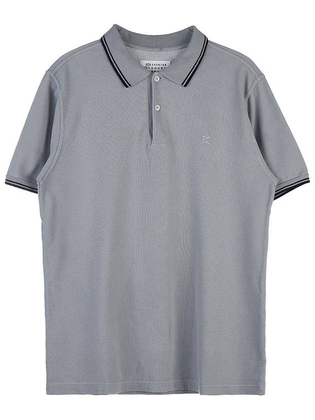 Embroidered Logo Cotton Polo Shirt Ash Grey - MAISON MARGIELA - BALAAN 11