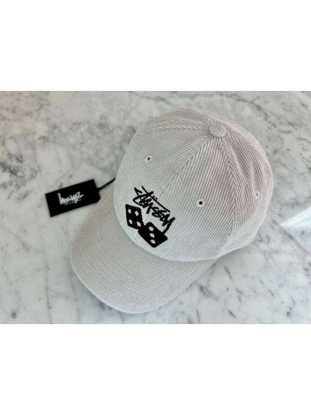 Two Dice Corduroy Low Pro Ball Cap White Sand - STUSSY - BALAAN 2