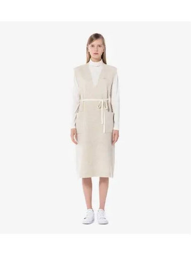 Women s V neck Sleeveless Dress Cream - LACOSTE - BALAAN 1