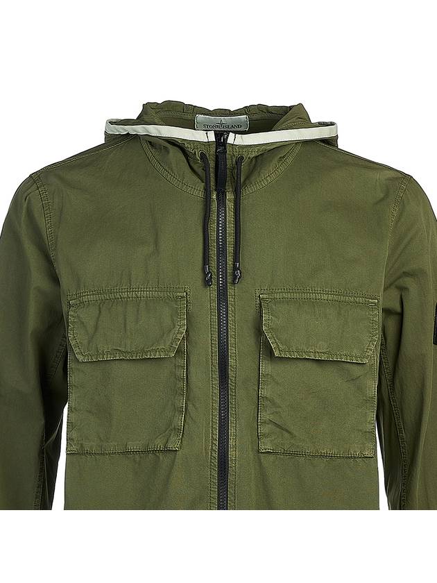 Wappen Patch Old Treatment Hooded Zip Up Olive Green - STONE ISLAND - BALAAN 5