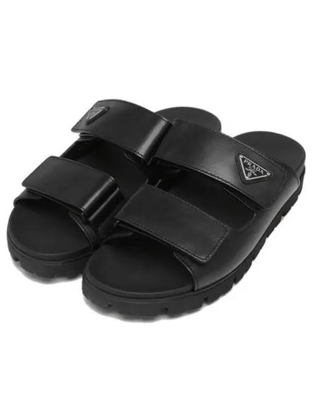 Strap Leather Sandals Black - PRADA - BALAAN 2