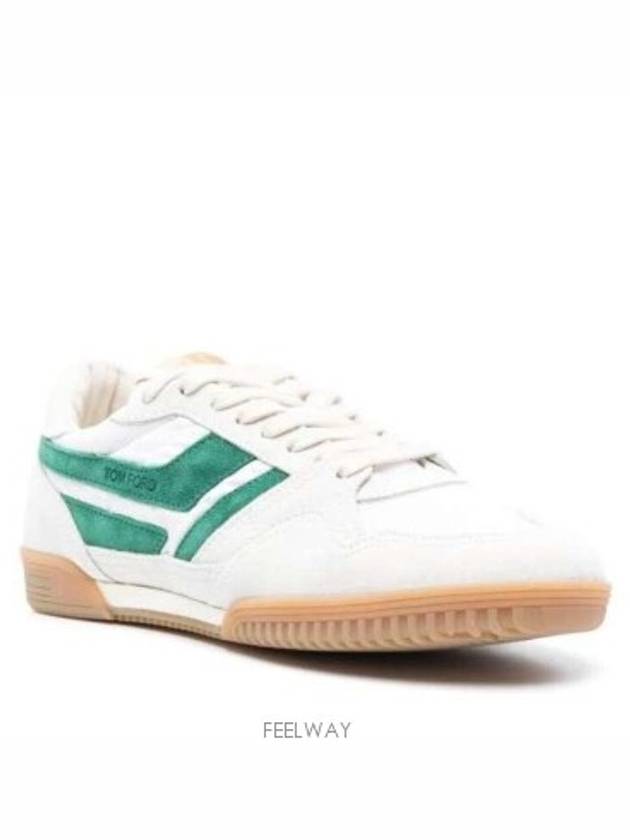 Jackson Suede Low Top Sneakers Green Ivory - TOM FORD - BALAAN 3