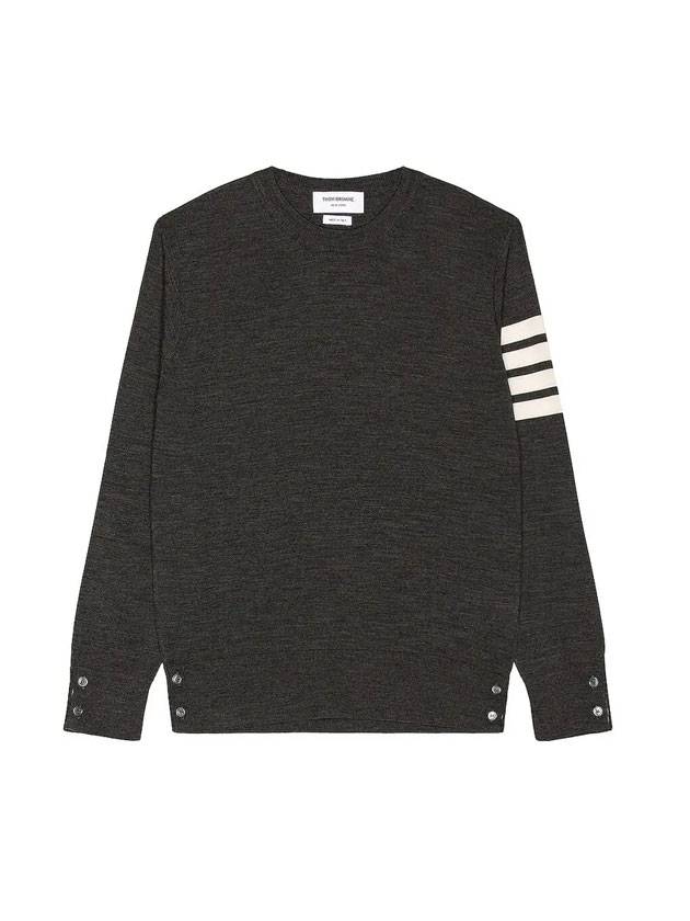 4 Bar Stripe Classic Wool Knit Top Dark Grey - THOM BROWNE - BALAAN 1