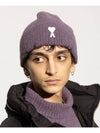 Logo Patch Knit Beanie Lilac - AMI - BALAAN 5