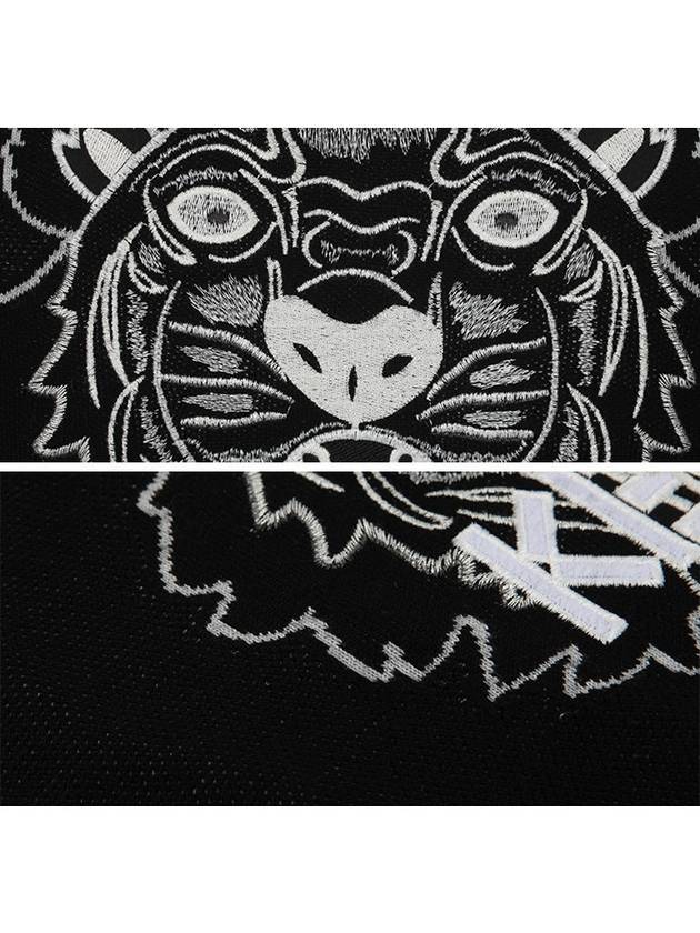 Embroidered Tiger Logo Wool Knit Top Black - KENZO - BALAAN 7