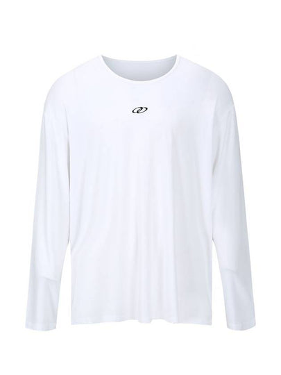 Double Loop Logo Semi U Neck Long Sleeve T-Shirt White - MAVRK - BALAAN 2