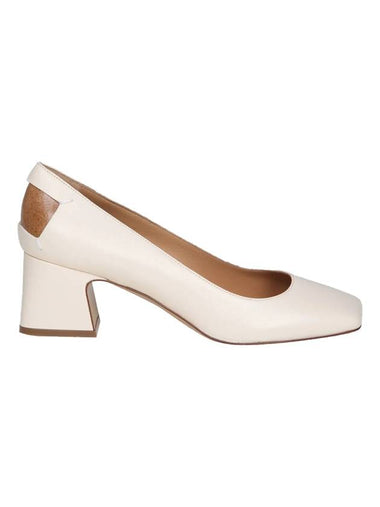 Stitched Leather Square Toe Pumps White - MAISON MARGIELA - BALAAN 1