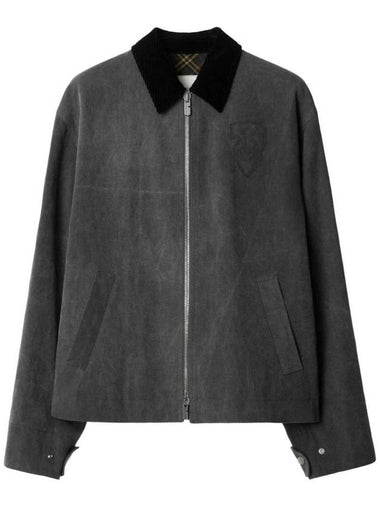 Corduroy Collar Cotton Jacket Black - BURBERRY - BALAAN 1