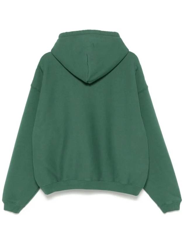 satin patch overfit brushed hoodie 118556 GREEN - STUSSY - BALAAN 3