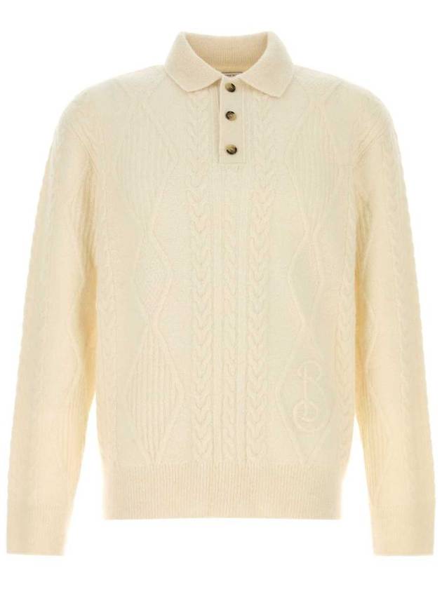 Aran Cable Polo Knit Top Snow - BURBERRY - BALAAN 2