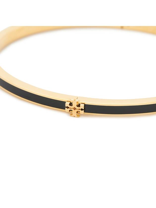 Thin Kira Logo Bracelet Black Gold - TORY BURCH - BALAAN 4