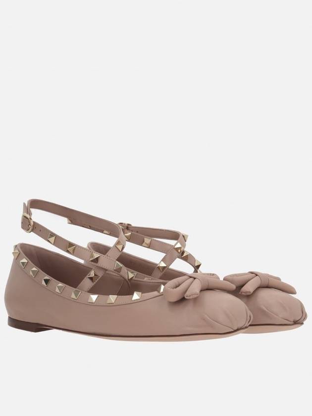 Rockstud Calf Leather Ballerina Pink - VALENTINO - BALAAN 3