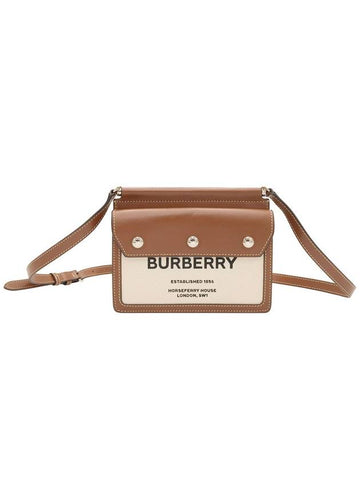 Natural malt brown leather horseferry print title mini cross bag - BURBERRY - BALAAN 1