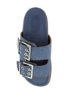 Double Buckle Strap Denim Slippers Blue - GANNI - BALAAN 3