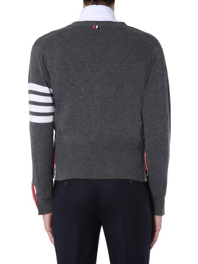 Men's Diagonal Classic Cashmere Cardigan Mid Grey - THOM BROWNE - BALAAN 4