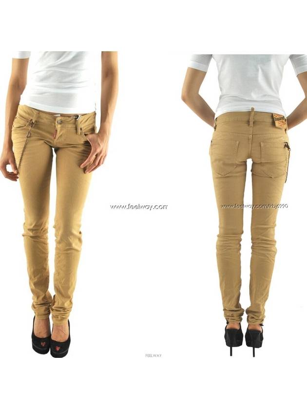 Women's Dring chain slim skinny jeans beige 75LA0279 - DSQUARED2 - BALAAN 9